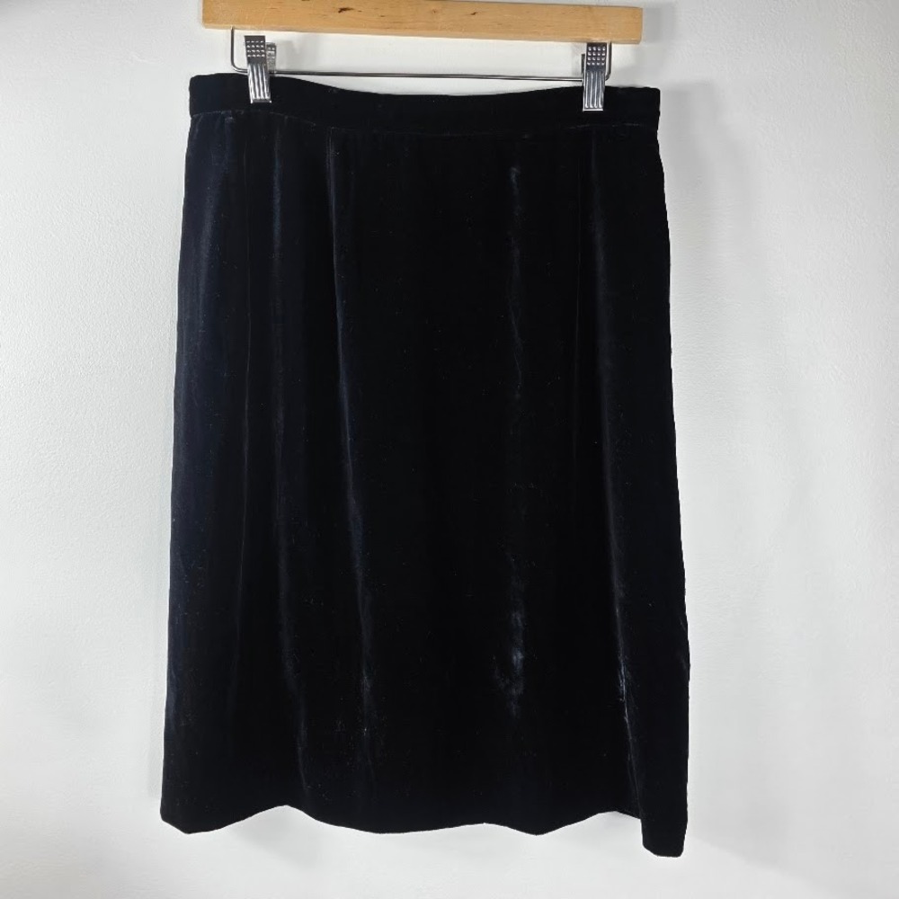 Ralph Lauren‎ Black Velvet Midi Skirt Purple Label  12